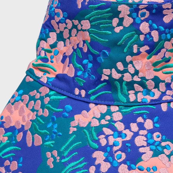 LELE SADOUGHI SEA REEF CORALS WEEDS EMBROIDERED LONG BRIM BUCKET SUN HAT main image 6